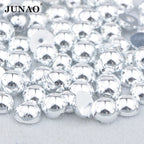 White AB Flatback Pearls – Assorted Size Beads for DIY Crafts and Jewelry