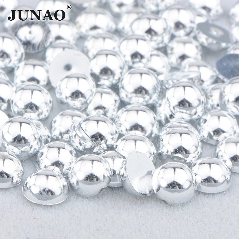 White AB Flatback Pearls – Assorted Size Beads for DIY Crafts and Jewelry