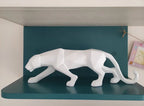 Large Geometric Panther Statue – Abstract Resin Leopard for Home Office Decor
