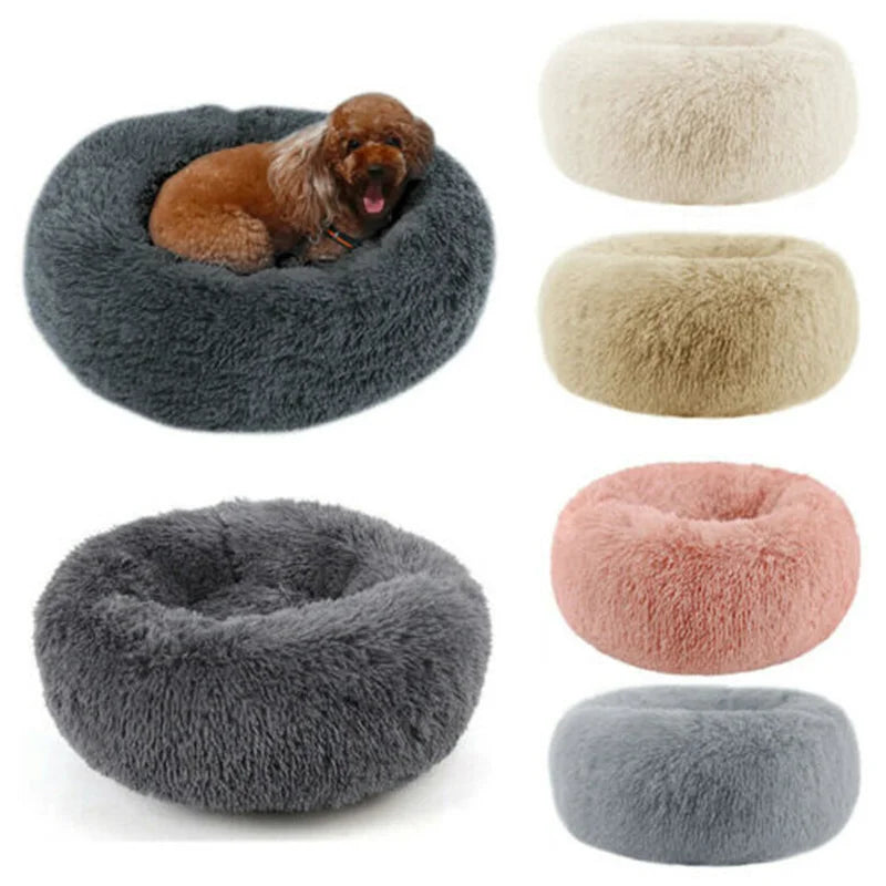 100cm Plush Donut Pet Bed – Calming Round Mat for Large Dogs and Cats