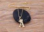 Copper Zircon Initial Crown Necklace – Hip-Hop Alphabet Jewelry for Men and Women