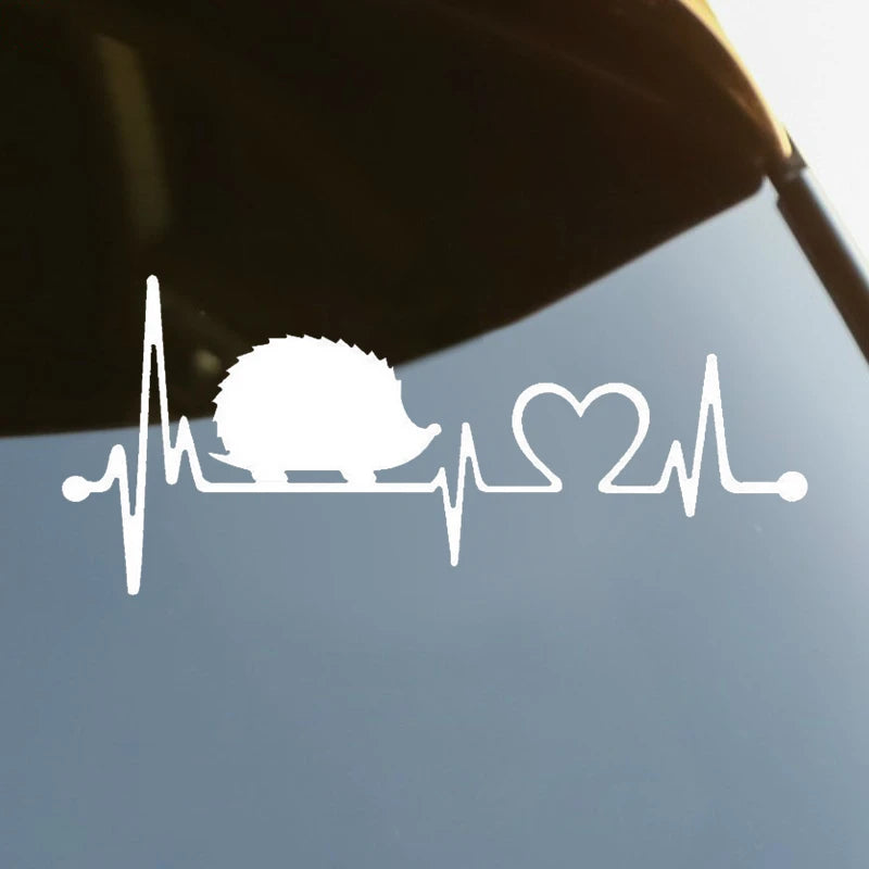 Hedgehog Heartbeat Vinyl Decal – Waterproof Sticker for Cars and Laptops