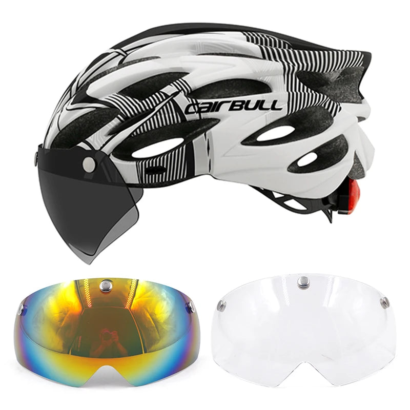 Adjustable Cycling Helmet – LED Light Visor for Road and Mountain Bike