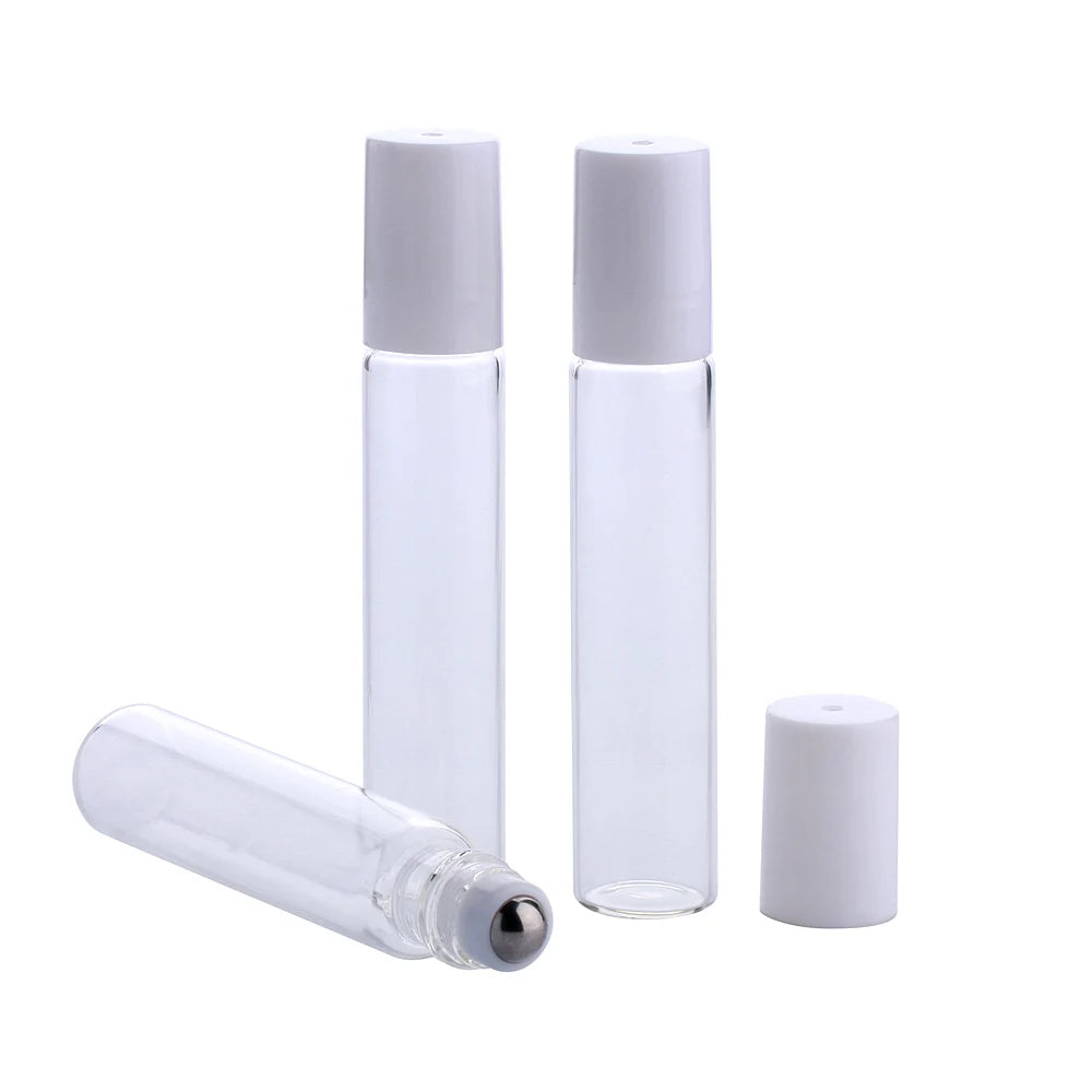 Glass Roll-On Vials – 10ml Transparent Essential Oil Bottles for Aromatherapy