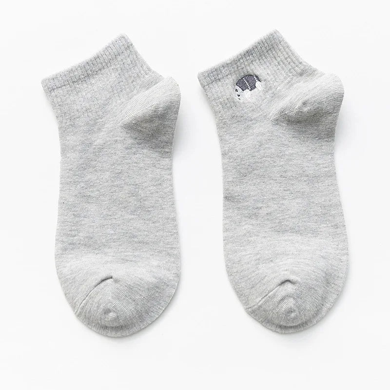 Embroidered Cotton Animal Socks – Kawaii Casual Streetwear for Women