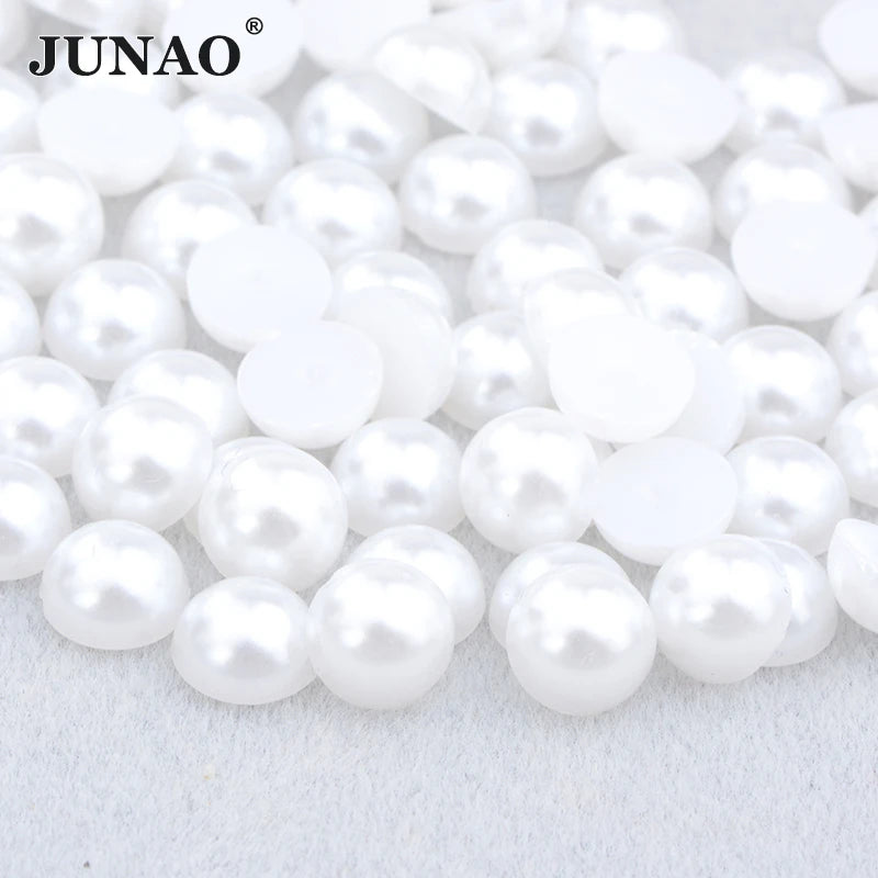 White AB Flatback Pearls – Assorted Size Beads for DIY Crafts and Jewelry