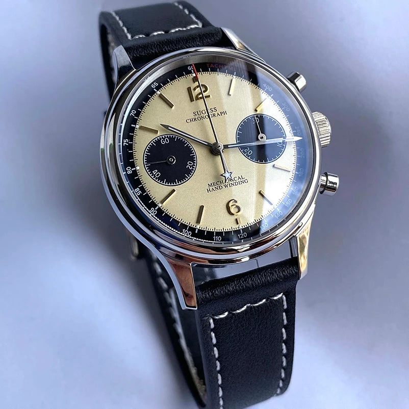 Sugess 1963 Mechanical Chronograph Watch – Sapphire Pilot Style for Men