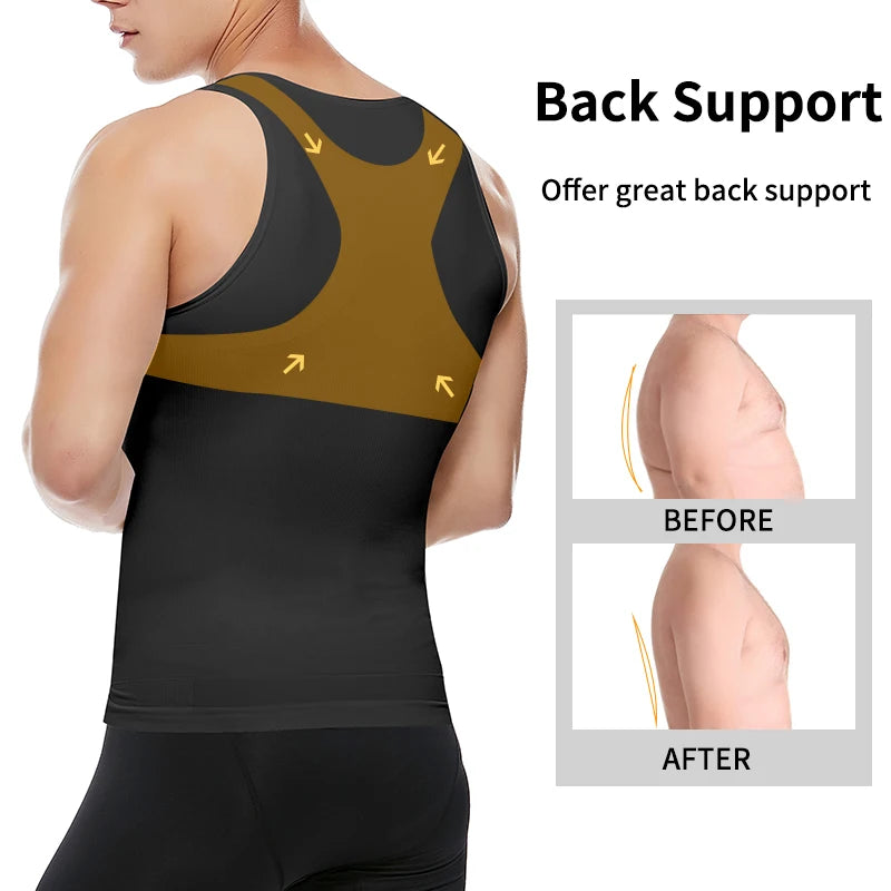 Compression Tank Top – Abdomen Slimming Body Shaper for Gynecomastia Support