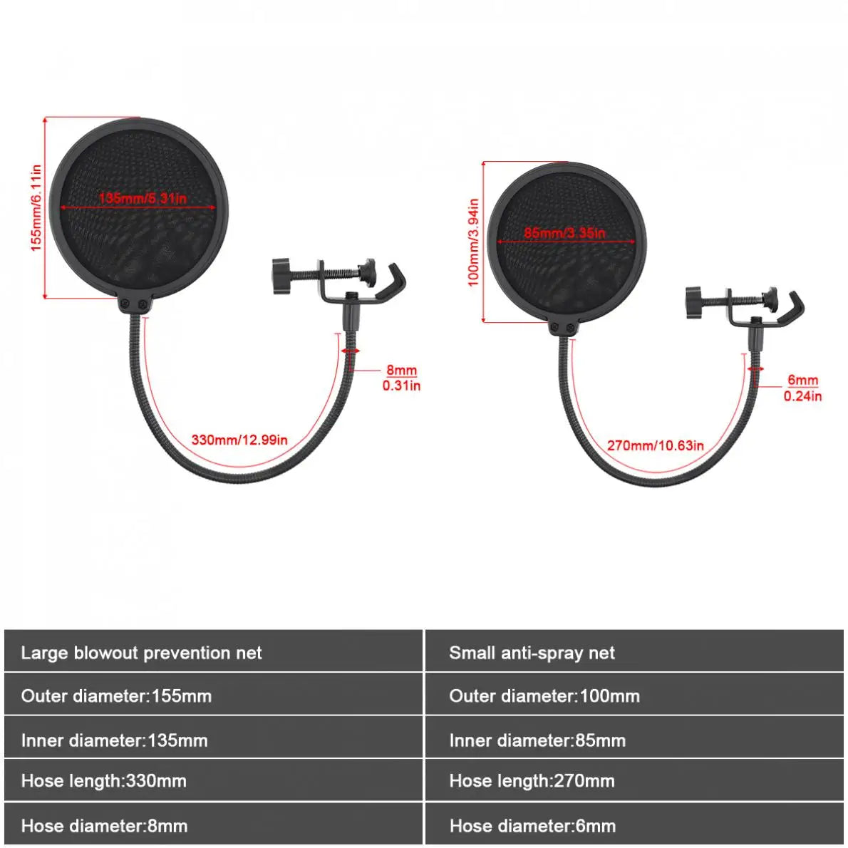 Double Layer Pop Filter – Flexible Mic Wind Screen for Studio Recording