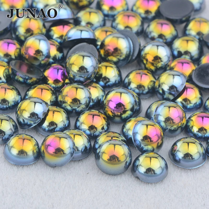 White AB Flatback Pearls – Assorted Size Beads for DIY Crafts and Jewelry