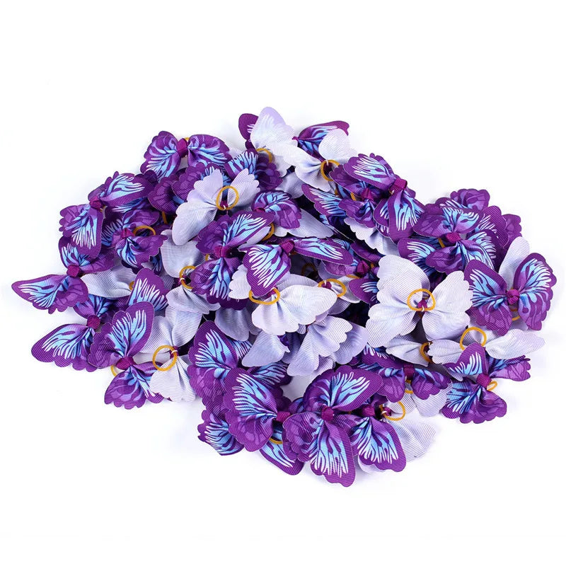 Handmade Ribbon Hair Bows – Elastic Pet Grooming Accessories for Dogs and Cats