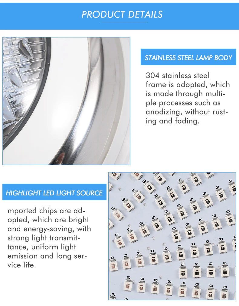 RGB LED Swimming Pool Lamp – Stainless Steel Waterproof Light for Underwater