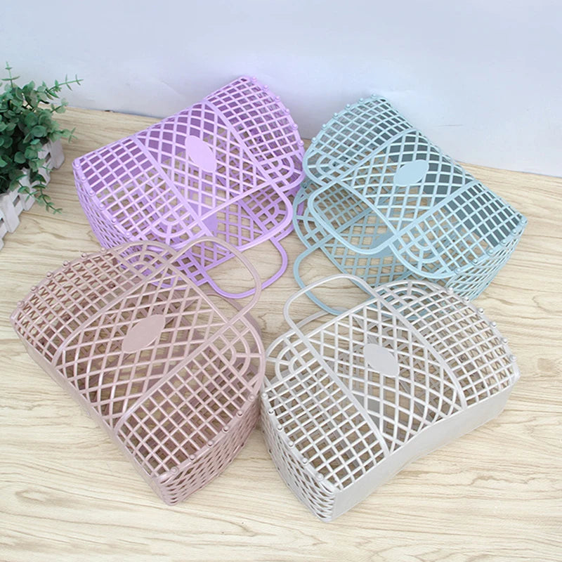 Foldable Mesh Laundry Basket – Portable Plastic Bin for Bathroom Organization