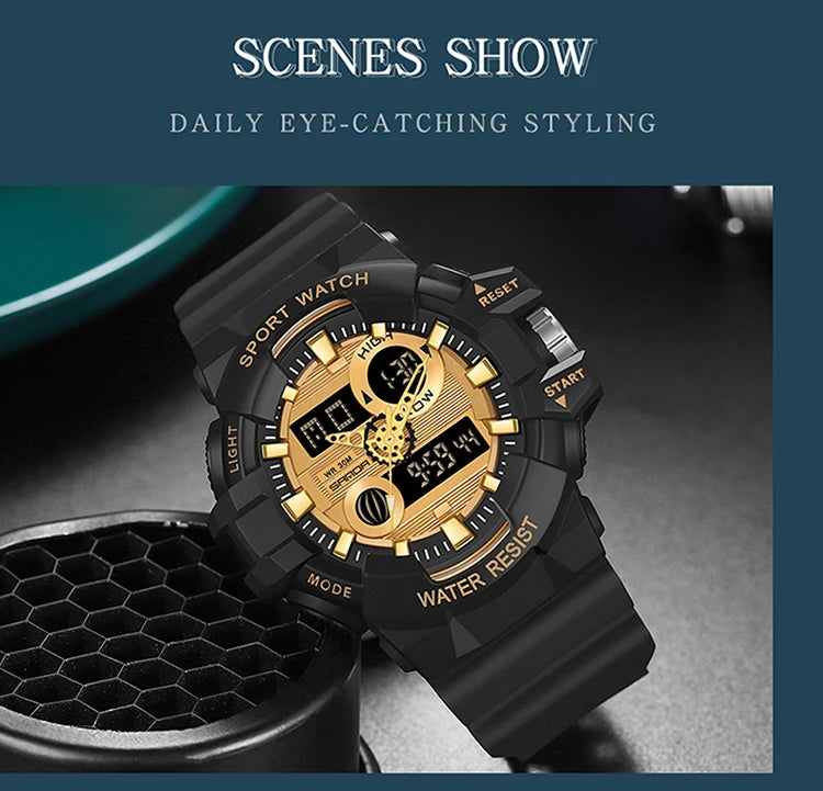 Digital Sports Watch – Waterproof LED Military Timepiece for Outdoor Men
