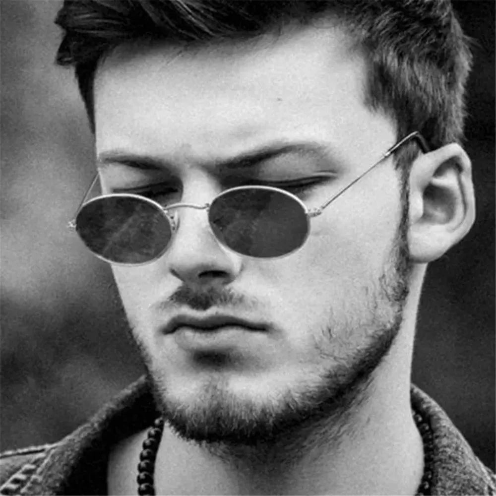 Retro Small Oval Sunglasses – UV400 Gradient Mirror Shades for Festival Wear