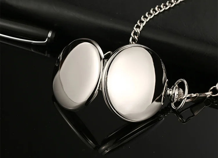 Vintage Roman Numeral Pocket Watch – 37cm Steel Fob Chain for Men and Women