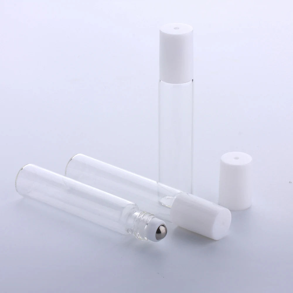 Glass Roll-On Vials – 10ml Transparent Essential Oil Bottles for Aromatherapy