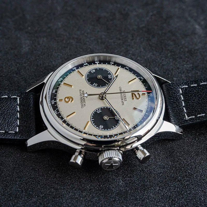 Sugess 1963 Mechanical Chronograph Watch – Sapphire Pilot Style for Men