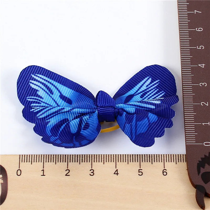 Handmade Ribbon Hair Bows – Elastic Pet Grooming Accessories for Dogs and Cats