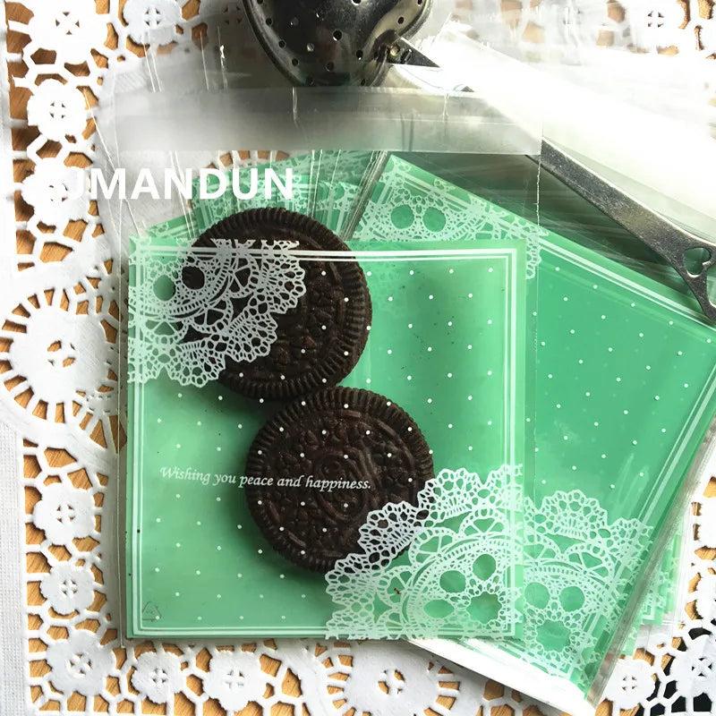 Self-Adhesive Bow-Knot Cookie Bags – 10x10cm Plastic Packaging for Parties