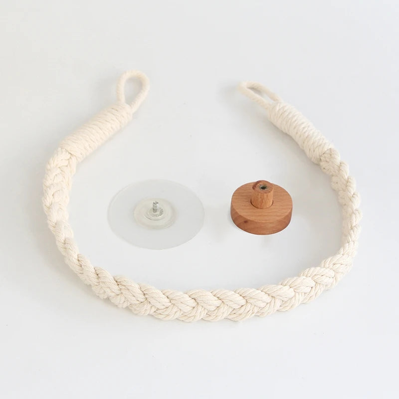 Adhesive Hemp Paper Towel Holder – Wall Mounted Rack for Bathroom Storage