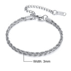 Stainless Steel Rope Chain Bracelet – Unisex Twisted Link Jewelry for Gift