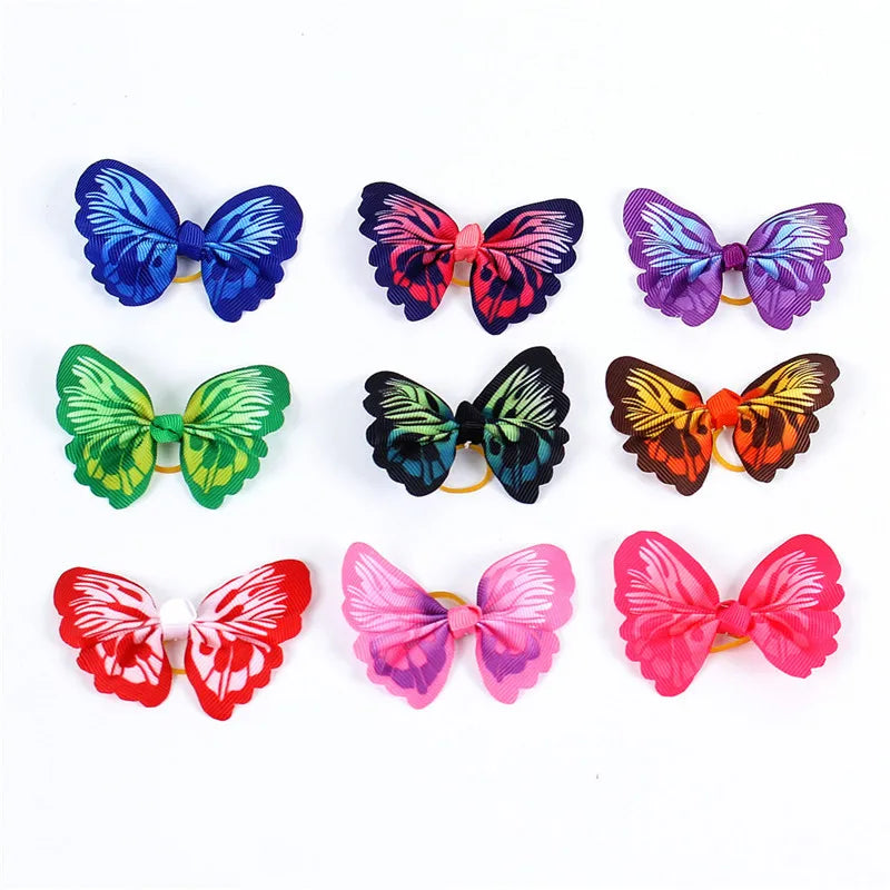 Handmade Ribbon Hair Bows – Elastic Pet Grooming Accessories for Dogs and Cats
