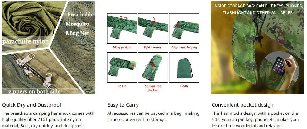 Portable Parachute Hammock – Mosquito Net for Outdoor Camping and Hiking