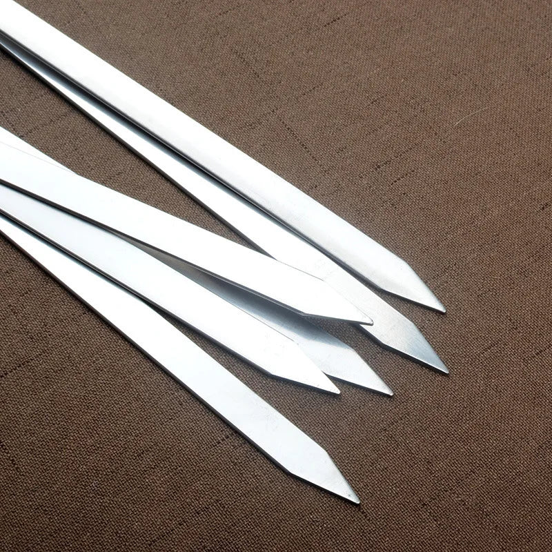 Stainless Steel BBQ Skewers – 55cm Long Handle Grill Sticks for Outdoor Cooking