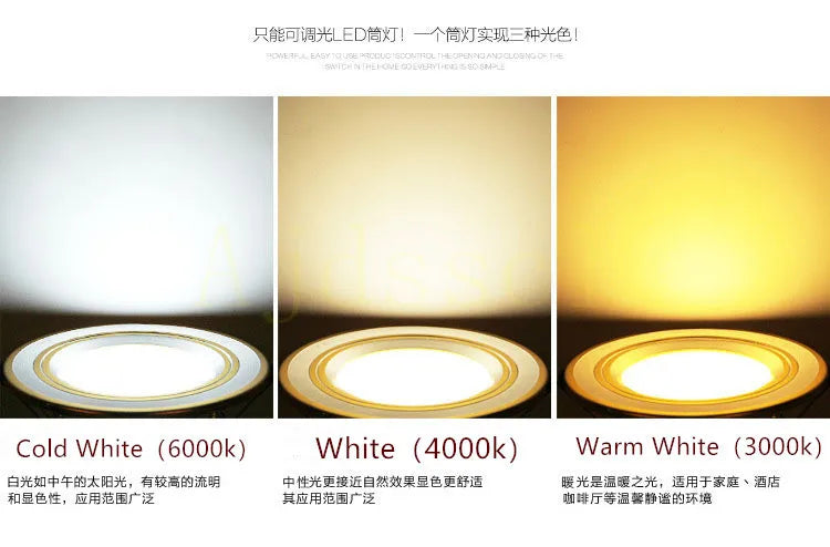 Dimmable LED Recessed Downlight – Tri-Tone Ceiling Spot for Home Lighting
