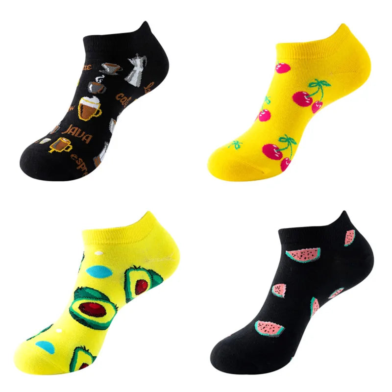Avocado Cotton Boat Socks – Funny Fruit Pattern for Men and Women