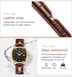 OLEVS Quartz Wristwatch – Leather Strap for Business Casual Wear