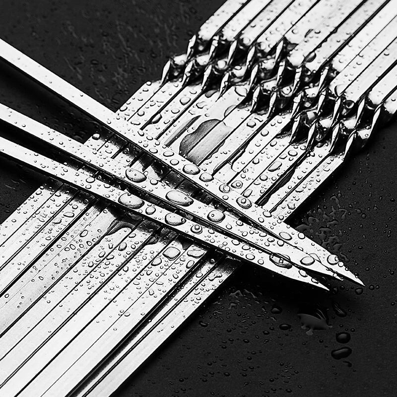Stainless Steel Barbecue Skewers – Reusable Metal Kebabs for Outdoor Cooking