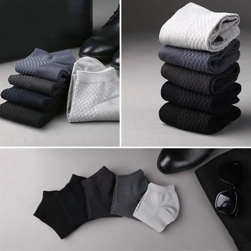 Bamboo Fiber Ankle Socks – Breathable Business Footwear for Men EU 39-48