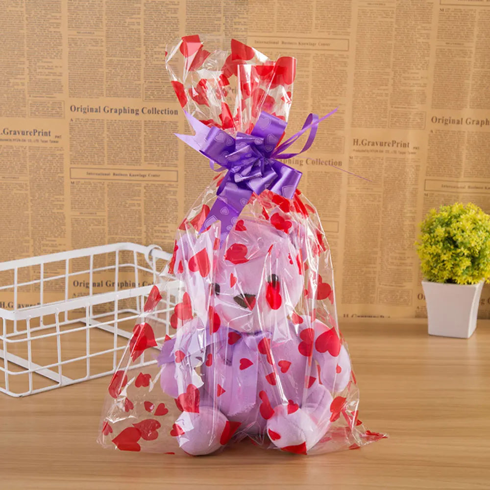 Transparent OPP Plastic Bags – Heart Print Gift Packaging for Party Favors