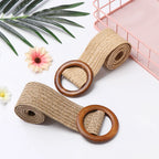Woven Straw Waist Belt – Round Wooden Buckle for Summer Dress Accessories