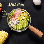Glass Milk Pot with Wooden Handle – Heat Resistant Cookware for Kitchen Use