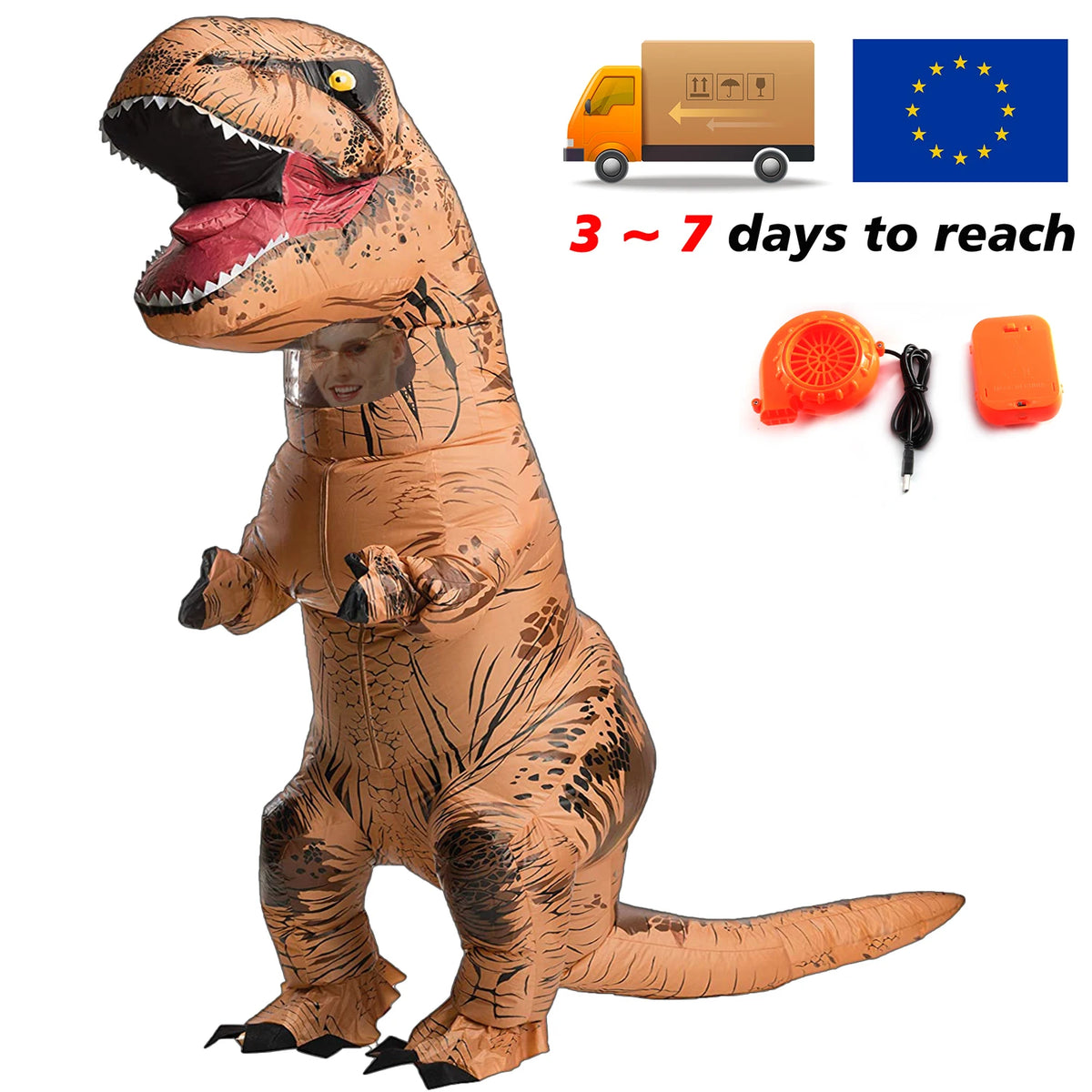 Inflatable T-Rex Costume – Dinosaur Mascot Suit for Kids and Adults