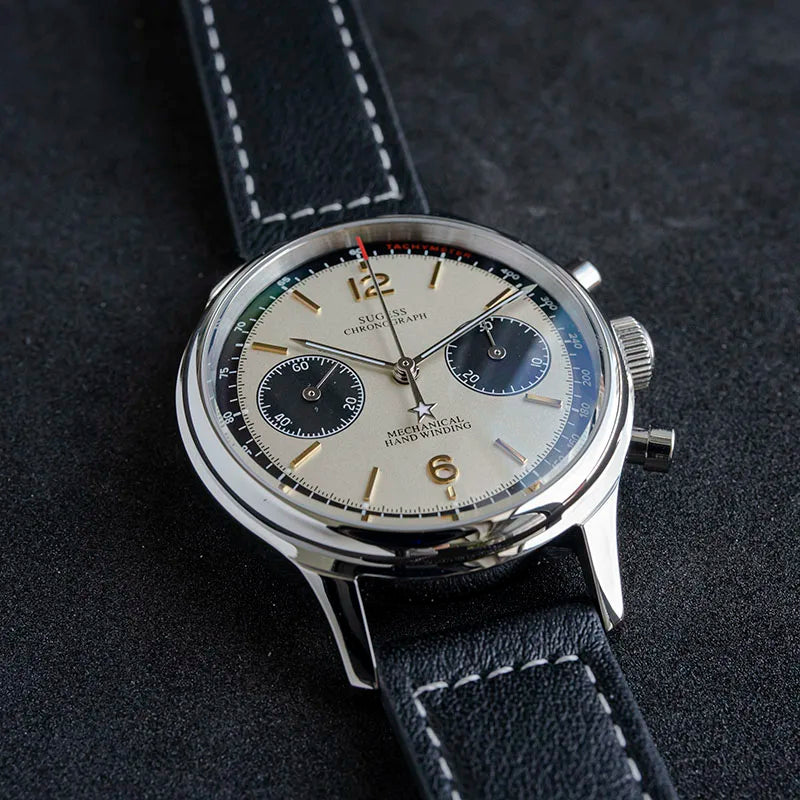Sugess 1963 Mechanical Chronograph Watch – Sapphire Pilot Style for Men