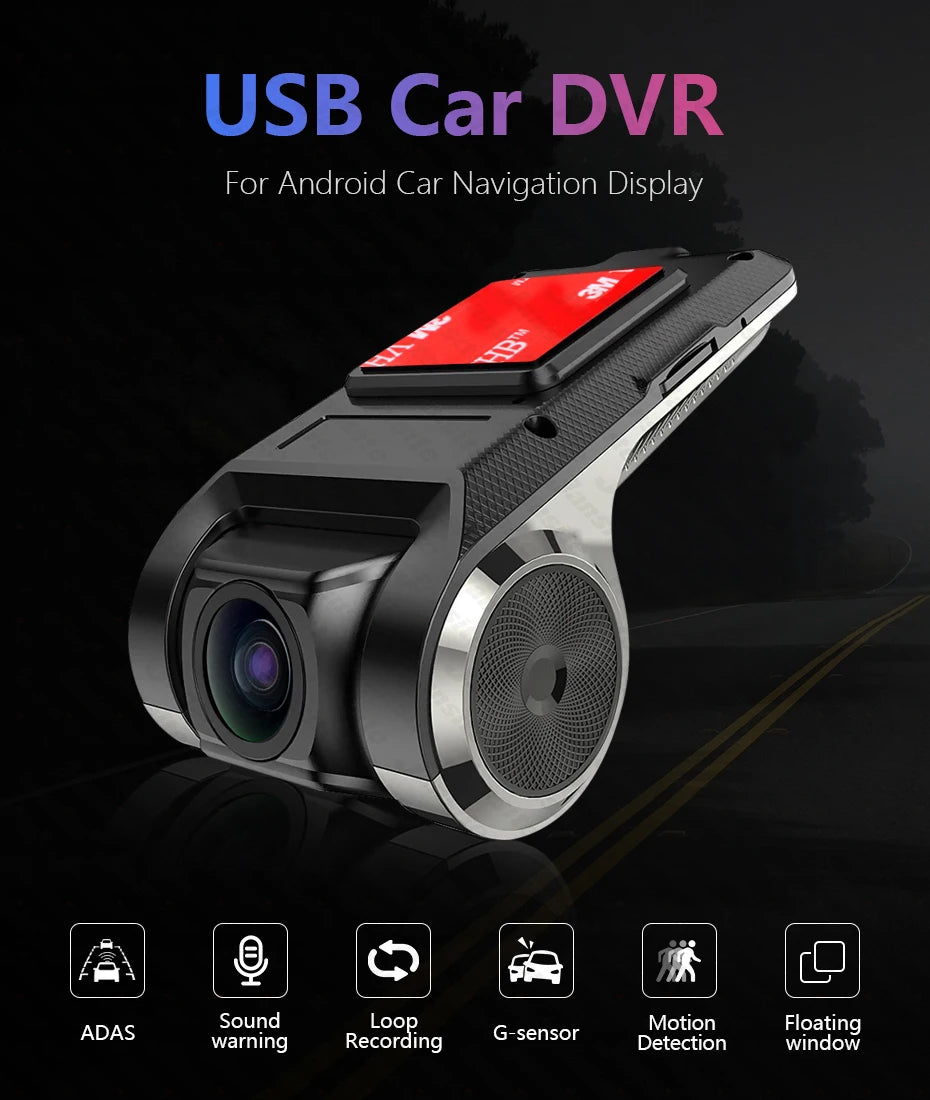 ADAS USB Dash Cam – Full HD Car DVR Camera for Android Navigation Head Units