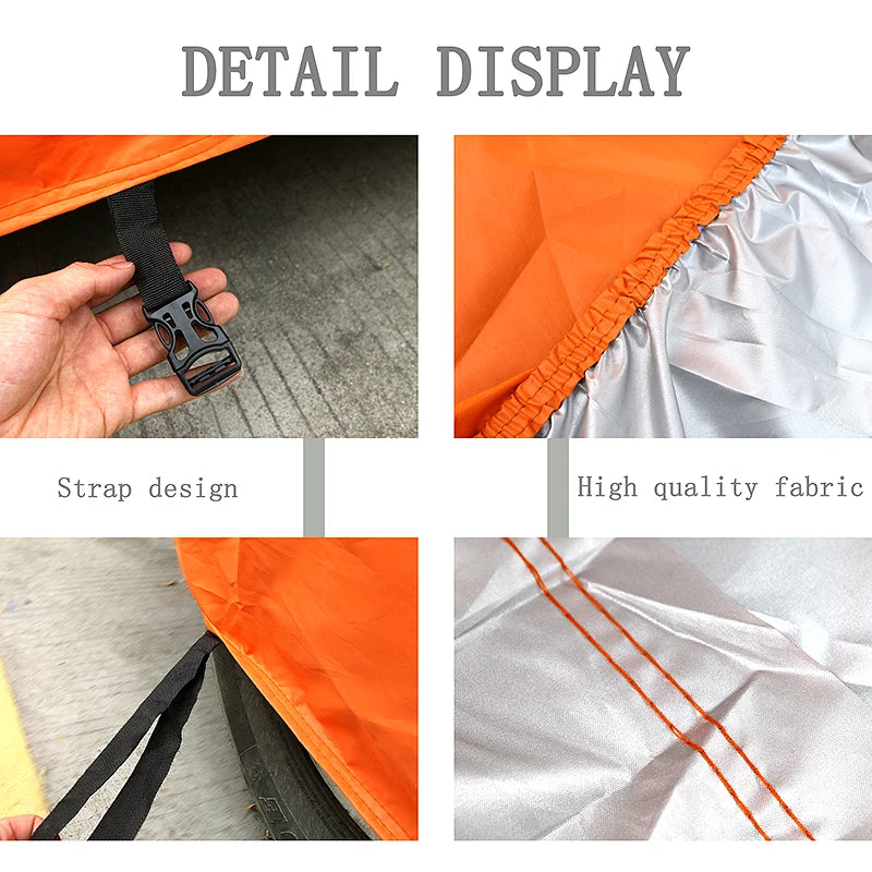Universal Orange Car Cover – Waterproof UV Protection for Outdoor Storage