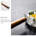 Glass Milk Pot with Wooden Handle – Heat Resistant Cookware for Kitchen Use