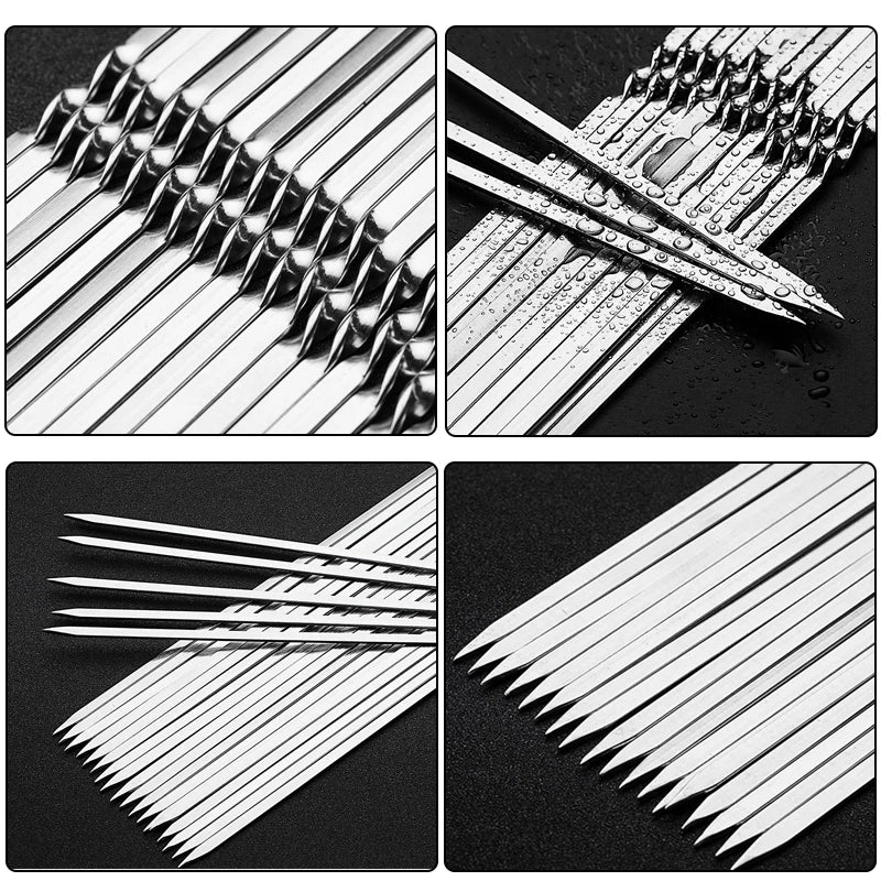 Stainless Steel Barbecue Skewers – Reusable Metal Kebabs for Outdoor Cooking