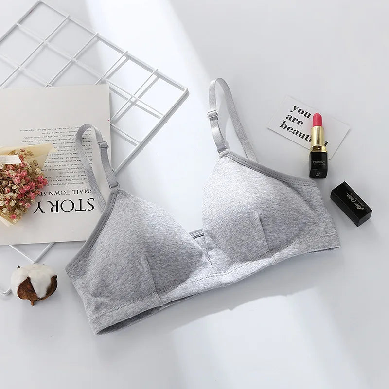 Seamless Cotton Push Up Bra – Wireless V-Neck Comfort Lingerie for Women