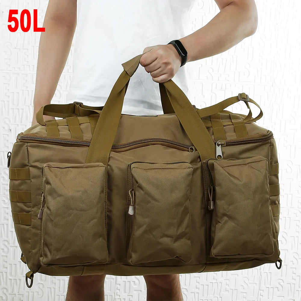 55L Tactical Duffel Backpack – Large Men's Bag for Hiking Travel and Gym