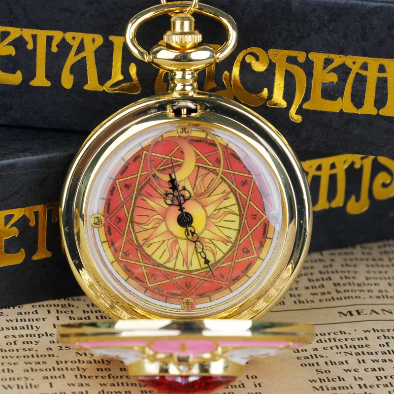 Red Sakura Pocket Watch – Vintage Anime Cosplay Accessory for Women