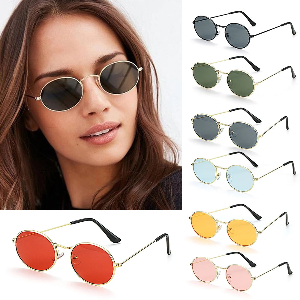 Retro Small Oval Sunglasses – UV400 Gradient Mirror Shades for Festival Wear
