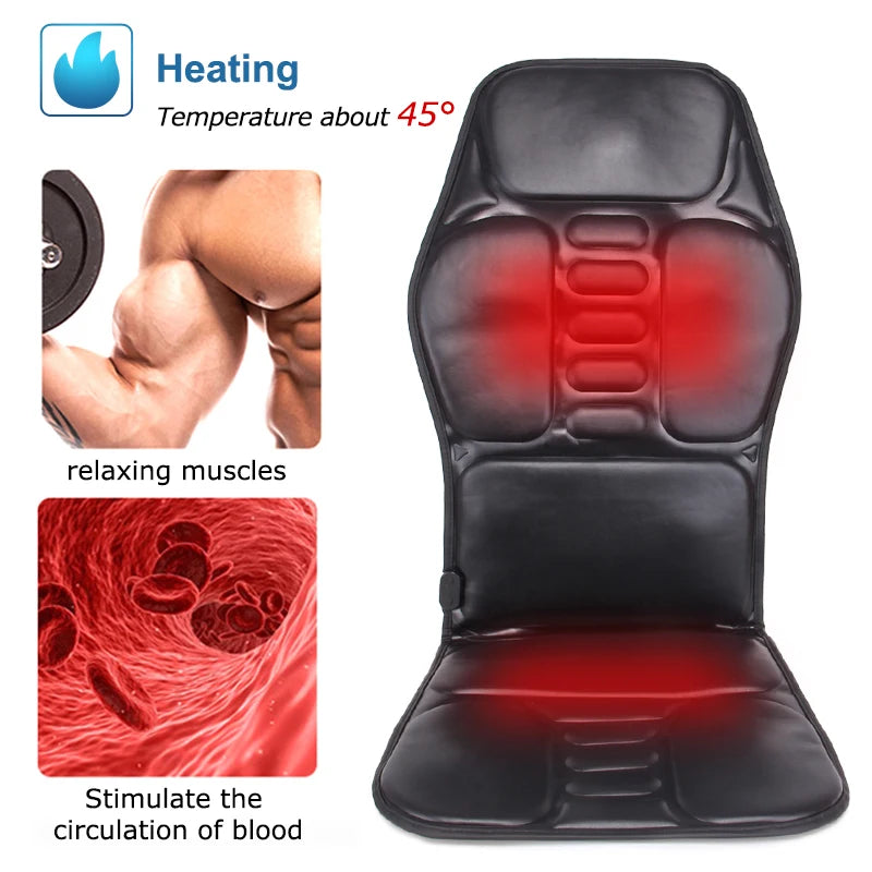 Electric Back Massage Cushion – Heating Vibrator for Home Office Pain Relief