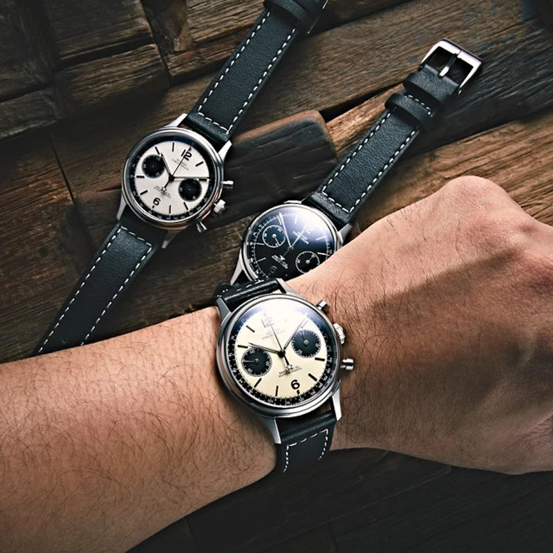 Sugess 1963 Mechanical Chronograph Watch – Sapphire Pilot Style for Men