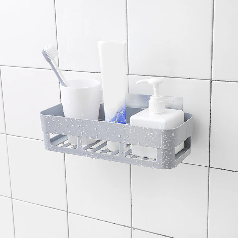 Adhesive Corner Shower Shelf – Wall Mounted Storage for Bathroom and Kitchen